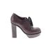 MARNI Ankle Boots: Oxfords Chunky Heel Casual Burgundy Solid Shoes - Women's Size 37 - Round Toe