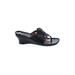 Clarks Sandals: Slip On Wedge Casual Black Solid Shoes - Women's Size 8 - Open Toe