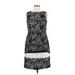 The Limited Cocktail Dress - Party Crew Neck Sleeveless: Black Print Dresses - Women's Size 8