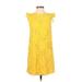 Monteau Casual Dress - Shift Crew Neck Sleeveless: Yellow Print Dresses - Women's Size Medium