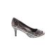 Bandolino Heels: Slip-on Stilleto Cocktail Party Gray Shoes - Women's Size 7 1/2 - Peep Toe