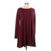 Old Navy Casual Dress - A-Line Crew Neck Long sleeves: Burgundy Solid Dresses - Women's Size Large