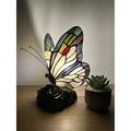 ENJOY Tiffany Butterfly Mini Night Light Table Lamp White Stained Glass 10"H Glass/Plastic | 10 H x 6 W x 7 D in | Wayfair ET10006