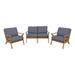 Fairfield Chair Hatteras Solid Wood 4 - Person 3 Piece Teak Sofa Seating Group w/ Cushions Wood/Natural Hardwoods/Teak in Gray | Outdoor Furniture | Wayfair