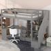 Harriet Bee Montelimar Twin Size Loft Bed w/ L-Shaped Desk & Drawers Wood in Gray | 65.8 H x 42.4 W x 93.3 D in | Wayfair
