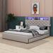 Brayden Studio® Queen Size Platform Bed w/ Storage Headboard, USB Charging & 2 Drawers Upholstered/Linen in Brown | Wayfair