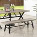 Lark Manor™ Arbadella Picnic Outdoor Bench Metal in Black/Gray | 16.75 H x 69.75 W x 15.75 D in | Wayfair DC0442F722E04ADAA60FB7C0C8E1668E