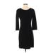 Theory Casual Dress - Sheath Crew Neck 3/4 sleeves: Black Solid Dresses - Women's Size 0