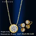 VITICEN AU750 Real 18K Gold Moissanite Diamond Necklace Stud Earrings Fine Jewelry For Woman Wedding