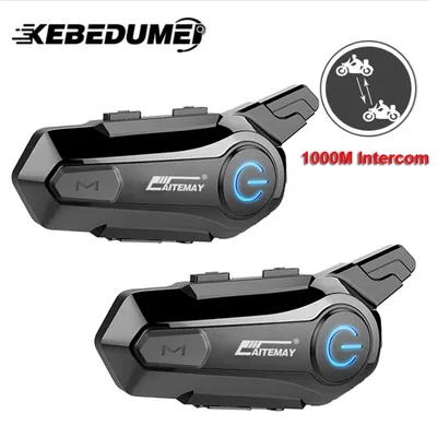 1/2Pcs Bluetooth Motorrad Helm Intercom Headset 1000M Für 2 Fahrer Intercomunicador Moto Drahtlose Image
