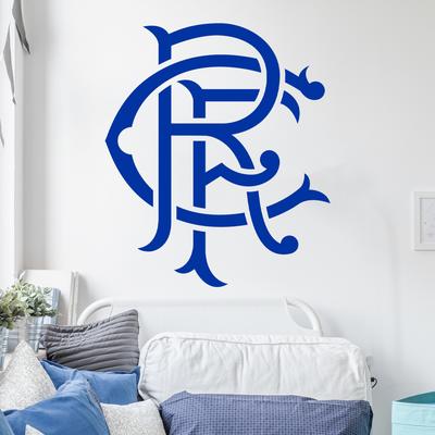 Blauer Wandaufkleber mit Scroll-Wappen der Glasgow Rangers – 60 cm Höhe x 50 cm Breite Image