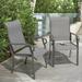 Nuu Garden Set of 2 Patio Chairs Dining Chairs with Armrests Powder-coated Iron Frame Outdoor Patio Bistro or Dining Chair Grey