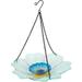 NUOLUX Garden Bird Bath Hanging Bird Feeder Glass Bird Feeder Hanging Birdbath for Outdoors Garden