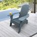 Gray Wood Adirondack Chair with Umbrella Hole Comfortable Seating for Patio Porch or Garden Sturdy Solid Wood Construction Easy Assembly Relax in Style