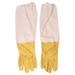 HEMOTON 1 Pair Beekeeping Gloves Premium Leather Beekeeper s Glove Protective Gloves Anti-bee Gloves (Size L)