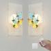Kiven Battery Operated Wall Sconces with Remote Control Yellow & Blue Butterfly Wall Sconces Set of 2 Dimmable Wall Lighting for Living Room Bedside Wall Decor
