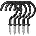 25 Pack Cup Hook Ceiling Hooks 2.9 Inches FineGood Vinyl Coated Screw-in Hanger for Indoor and Outdoor Use - Black