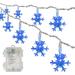 Outdoor Snowflake String Lights - 50 LED Bulbs 25 Ft Battery-Operated 8 Lighting Modes (Blue)