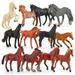 12PCS Mini Action Figures Horse Toy Model Simulation Mini Horse Animals Toy Playset Educational Toy For Boys Girls 3-6 Year Old