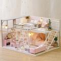 Ftory DIY Handmade Miniature Pink Girl Wooden Doll House Model Kits Toy Gift Doll House Kit DIY Dollhouse Kit