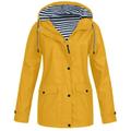 snowsong Jackets for Women Rain Jacket Women Women Raincoat Solid Color Hooded Jacket Windproof Outdoor Coat Plus Women s Coat Winter Jackets for Women Coats for Women Yellow XL