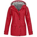 snowsong Jackets for Women Rain Jacket Women Women Raincoat Solid Color Hooded Jacket Windproof Outdoor Coat Plus Women s Coat Winter Jackets for Women Coats for Women Red S