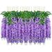 Artificial Flowers 24 Pieces Artificial Fake Wisteria Vine Hanging Silk Flowers Home Wedding Party Decor (24 Pieces 110cm / Each Strand Purple)