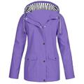 snowsong Jackets for Women Rain Jacket Women Plus Outdoor Hooded Raincoat Solid Size Rain Jacket Windproof Women Women s Coat Winter Jackets for Women Coats for Women Purple 4XL