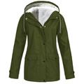 snowsong Coats For Women Winter Coats For Women Women Solid Plush Thickening Jacket Outdoor Plus Size Hooded Raincoat Windproof Fall Jacket For Woman Army Green M