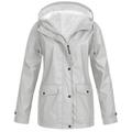 snowsong Women Solid Colors Plush Rain Outdoor Plus Size Hooded Raincoat Windproof Jacket Coat Jackets for Women Rain Jacket Women Winter Jackets for Women Coats for Women Grey S