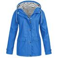 snowsong Jackets for Women Rain Jacket Women Women Raincoat Solid Color Hooded Jacket Windproof Outdoor Coat Plus Women s Coat Winter Jackets for Women Coats for Women Blue 5XL