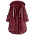 Fleece Hoodie Jackets Ladies 2024 Winter Warm Cardigan Coats Long Sleeve Button Up Drawcord Hooded Sweaters (X-Large Wine)