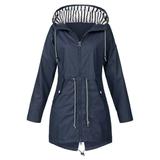 snowsong Womens Jacket Rain Jacket Women Womenâ€™S Solid Color Raincoat Jacket Hooded Outdoor Rain Windproof Jacket Women s Coat Winter Jackets for Women Coats for Women Navy XXL