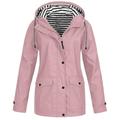 snowsong Jackets for Women Rain Jacket Women Women Raincoat Solid Color Hooded Jacket Windproof Outdoor Coat Plus Women s Coat Winter Jackets for Women Coats for Women Pink 4XL