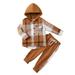 Kids Toddler Boy Clothes Flannel Plaid Hoodied Tops + Casual Pants Infant Boys Fall Winter Outfits