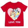 Bluey Bingo Valentines Day Toddler Boy Girl T-Shirt Red / Valentine s 3T