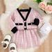 LYCAQL Girls Clothes Outfit Toddler Girls Long Sleeve Plaid Prints Coat Tops Skirt Outfits Cute Outfits for Girls (Pink 18-24 Months)