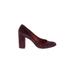 Santoni Heels: Pumps Chunky Heel Classic Burgundy Print Shoes - Women's Size 38 - Closed Toe