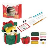Christmas Crochet Kits DIY Crochet Doll Kits Hand Knitting Toy Sewing Craft for Beginners Crocheting Craft Set for Patios Gift Box Puppy