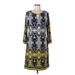 Haani Casual Dress - Sheath Keyhole 3/4 sleeves: Yellow Dresses - Women's Size Medium