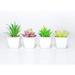 DuHouse Fake Succulents Plants Artificial Potted Faux Plant in Mini Square White Pots for Home Office Bathroom Desk Shelf Decor Set of 4(Green)