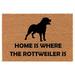 Coir Doormat Front Door Mat New Home Closing Housewarming Gift Home is Where The Rottweiler is (24 x 16 Small)