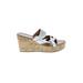 Makalu Wedges: Slip On Platform Casual White Solid Shoes - Women's Size 8 1/2 - Open Toe