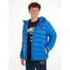 Daunenjacke TOMMY JEANS "TJM HOODED LT DOWN JACKET EXT" Gr. S, blau (meridian blue) Herren Jacken Winterjacken