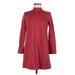 Zara Casual Dress - Mini Mock 3/4 sleeves: Burgundy Solid Dresses - Women's Size Medium