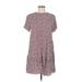 Ann Taylor LOFT Casual Dress - Shift Crew Neck Short sleeves: Burgundy Dresses - Women's Size 6