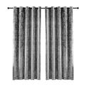 New Crushed Velvet Santiago Fully Lined Eyelet Ring Top Curtains Pair with Tie Backs (Silver-Santiago Curtain, 90 x 90 cm)