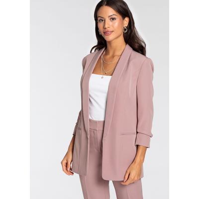 Longblazer LAURA SCOTT, Damen, Gr. 40, rosa, Web, Obermaterial: 90% Polyester, 10% Elasthan. Futter: 100% Polyester, feminin, figurbetont hüftbedeckend, 3/4-Ärmel, Blazer, mit gerafften Ärmeln Image