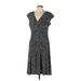 Chaps Casual Dress - A-Line V Neck Short sleeves: Black Dresses - Women's Size Large