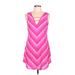 Bebe Casual Dress - Shift V Neck Sleeveless: Pink Chevron/Herringbone Dresses - Women's Size Large
